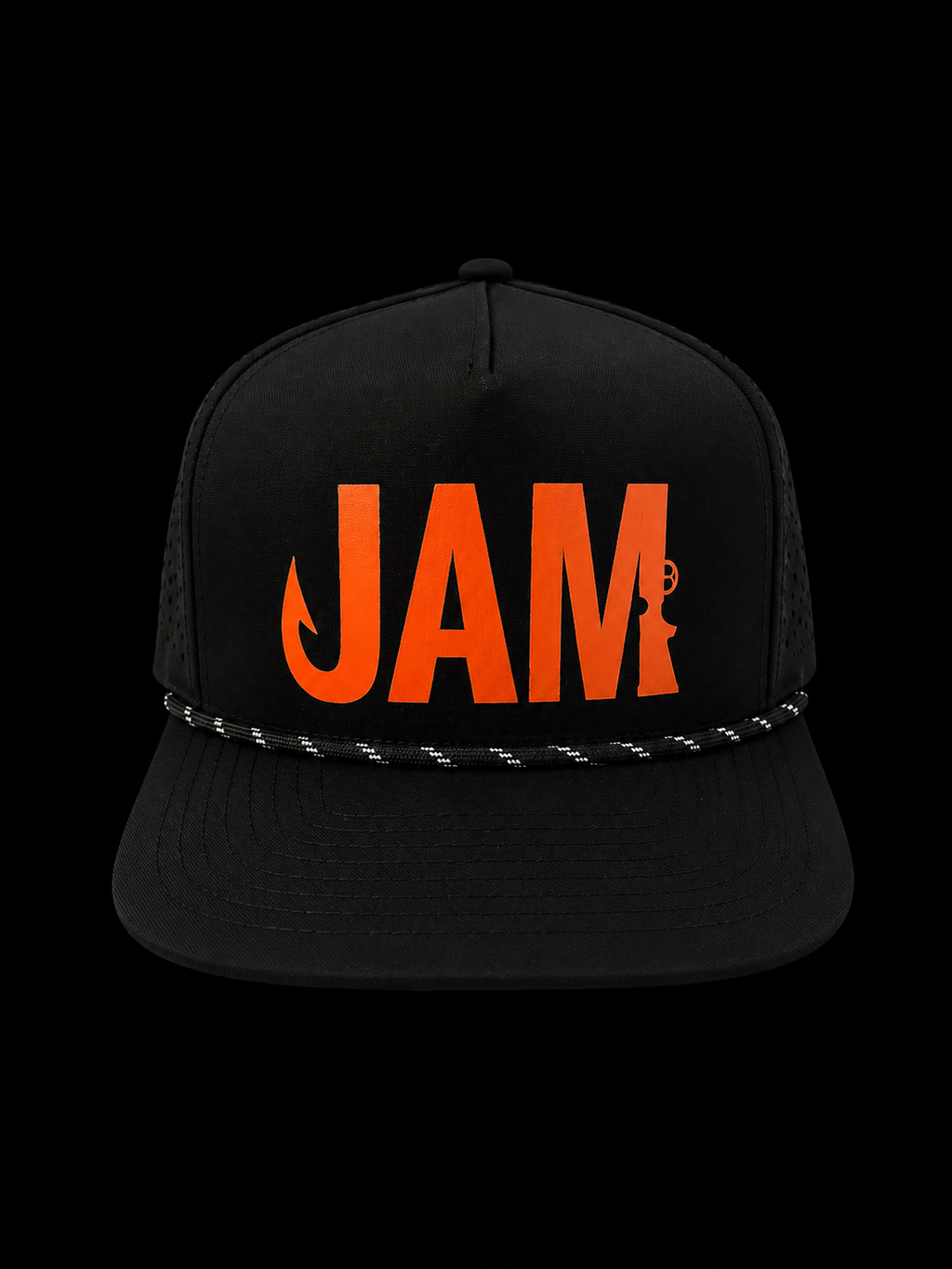5 Panel Black Rope Hat JAM Logo