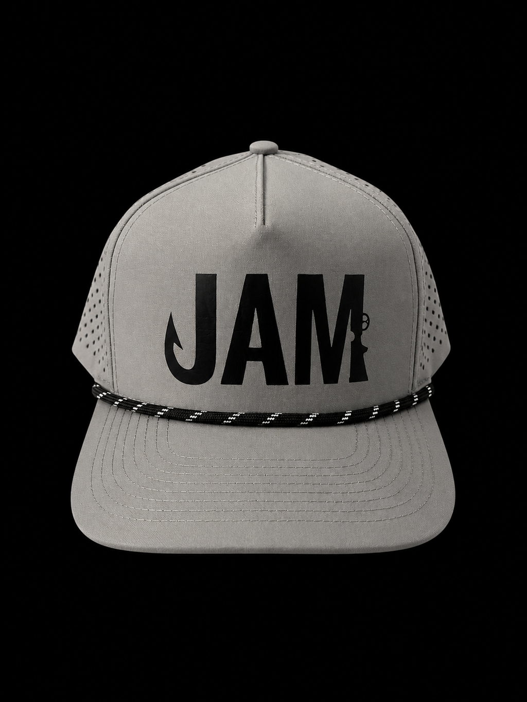 5 Panel Performance Gray Rope Hat JAM Logo