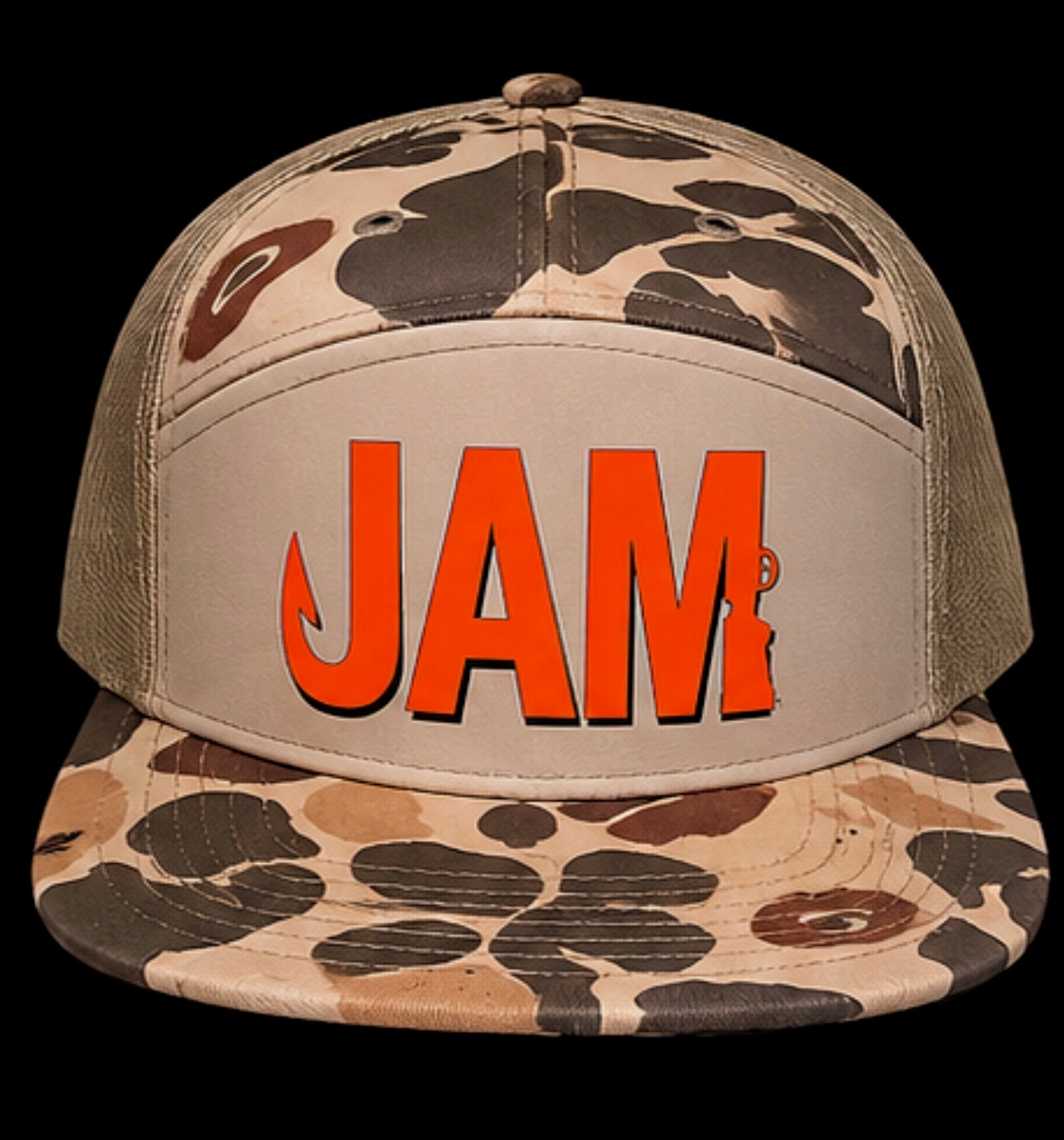 7 Panel Trucker Real Duck Camo JAM Logo