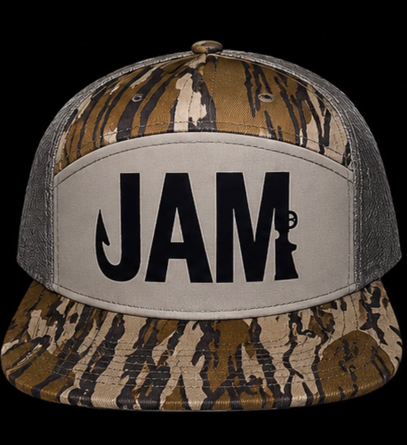 7 Panel Trucker Real BottomLand Camo JAM Logo