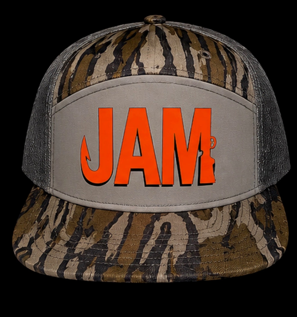 7 Panel Trucker Real BottomLand Camo JAM Logo