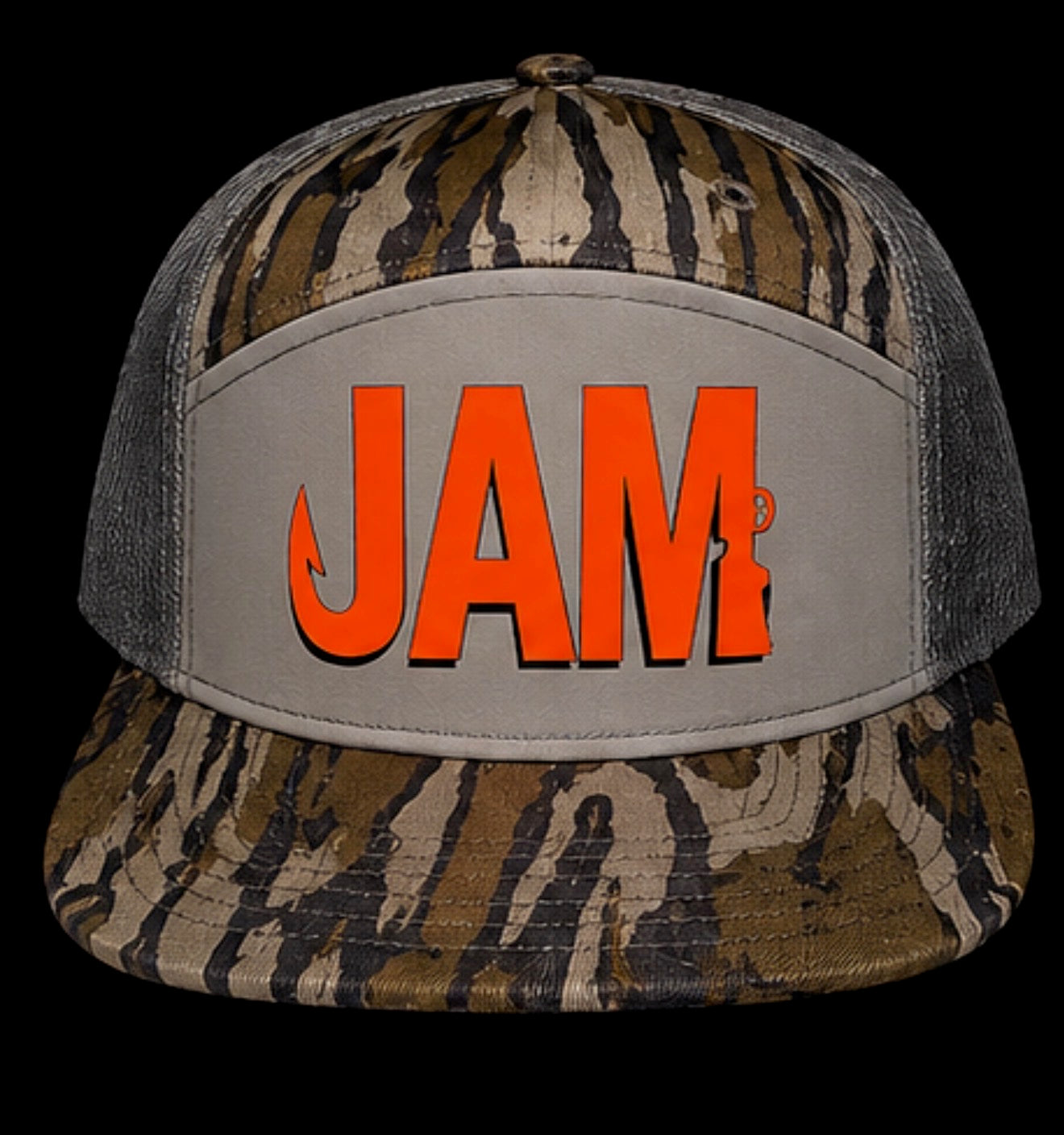 7 Panel Trucker Real BottomLand Camo JAM Logo